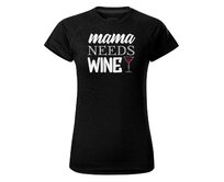 DOBRÝ TRIKO Dámské funkční tričko Mama needs wine Velikost: XL, Barva: Černá Černá, XL