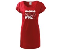 DOBRÝ TRIKO Dámské tričko/šaty Mama needs wine Velikost: XL, Barva: Červená Červená, XL