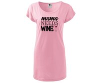 DOBRÝ TRIKO Dámské tričko/šaty Mama needs wine Velikost: XL, Barva: Růžová Růžová, XL