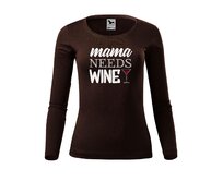 DOBRÝ TRIKO Dámské triko Mama needs wine Velikost: 2XL, Barva: Kávová Kávová, 2XL