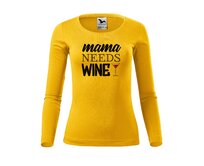 DOBRÝ TRIKO Dámské triko Mama needs wine Velikost: 2XL, Barva: Žlutá Žlutá, 2XL