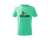 DOBRÝ TRIKO Dětské tričko s potiskem Go vegan Velikost: 110 /4 roky, Barva: Mátová Mátová, 110 /4 roky