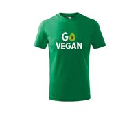 DOBRÝ TRIKO Dětské tričko s potiskem Go vegan Velikost: 110 /4 roky, Barva: Středně zelená Středně zelená, 110 /4 roky