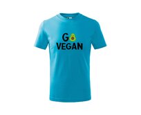 DOBRÝ TRIKO Dětské tričko s potiskem Go vegan Velikost: 134/8 let, Barva: Tyrkysová Tyrkysová, 134/8 let