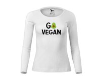 DOBRÝ TRIKO Dámské triko s potiskem Go vegan Velikost: 3XL, Barva: Bílá Bílá, 3XL