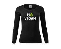 DOBRÝ TRIKO Dámské triko s potiskem Go vegan Velikost: XL, Barva: Černá Černá, XL