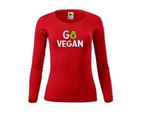 DOBRÝ TRIKO Dámské triko s potiskem Go vegan Velikost: 2XL, Barva: Červená Červená, 2XL