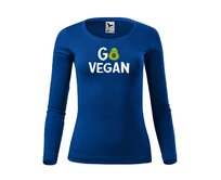 DOBRÝ TRIKO Dámské triko s potiskem Go vegan Velikost: 2XL, Barva: Královsky modrá Královsky modrá, 2XL