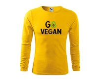 Pánské triko s potiskem Go vegan Velikost: 2XL, Barva: Žlutá Žlutá, 2XL