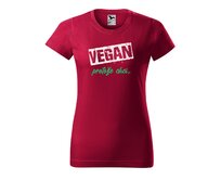 DOBRÝ TRIKO Dámské tričko s potiskem Vegan, protože chci Barva: Marlboro červená, Velikost: 2XL Marlboro červená, 2XL