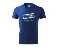 DOBRÝ TRIKO Pánské V tričko a potiskem Vegan, protože chci Velikost: 2XL, Barva: Královská modrá Královská modrá, 2XL