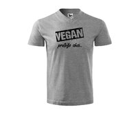 DOBRÝ TRIKO Pánské V tričko a potiskem Vegan, protože chci Velikost: 2XL, Barva: Tmavě šedý melír Tmavě šedý melír, 2XL