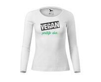 DOBRÝ TRIKO Dámské triko s potiskem Vegan, protože chci Velikost: XL, Barva: Bílá Bílá, XL