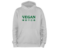 DOBRÝ TRIKO Mikina s potiskem a kapucí Vegan symboly Velikost: 3XL, Barva: Světle šedý melír Světle šedý melír, 3XL