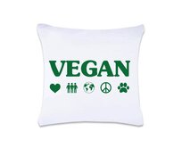 DOBRÝ TRIKO Polštář s potiskem Vegan symboly 40 x 40 cm Oboustranný tisk: ANO