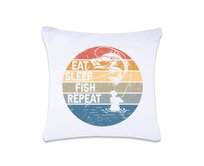 DOBRÝ TRIKO Polštář s potiskem Eat sleep fish 40 x 40 cm Oboustranný tisk: ANO