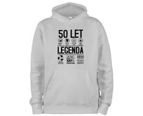 DOBRÝ TRIKO Mikina s potiskem a kapucí 50 let legenda symboly Velikost: 3XL, Barva: Světle šedý melír Světle šedý melír, 3XL