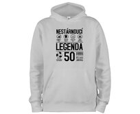 DOBRÝ TRIKO Mikina s potiskem a kapucí Nestárnoucí legenda 50 let Velikost: 3XL, Barva: Světle šedý melír Světle šedý melír, 3XL