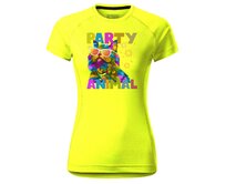 DOBRÝ TRIKO Dámské funkční tričko s potiskem Party animal Velikost: 2XL, Barva: Neonově žlutá Neonově žlutá, 2XL