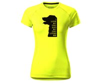 DOBRÝ TRIKO Dámské funkční tričko s potiskem I love my dog Velikost: 2XL, Barva: Neonově žlutá Neonově žlutá, 2XL