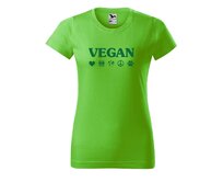 DOBRÝ TRIKO Dámské tričko s potiskem Vegan symboly Barva: Apple green, Velikost: 2XL Apple green, 2XL