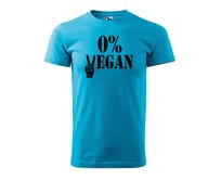 DOBRÝ TRIKO Pánské tričko s potiskem 0%VEGAN černý potisk Velikost: XL, Barva: Tyrkysová Tyrkysová, XL