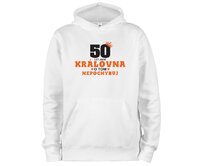 DOBRÝ TRIKO Mikina s potiskem a kapucí 50 let jsem královna Velikost: 2XL, Barva: Bílá Bílá, 2XL