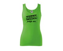 DOBRÝ TRIKO Dámské tílko s potiskem Vegan, protože chci Velikost: 2XL, Barva: Apple green Apple green, 2XL