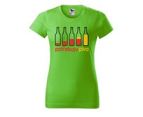 DOBRÝ TRIKO Dámské tričko s potiskem Potřebuju PIVO Barva: Apple green, Velikost: 2XL Apple green, 2XL