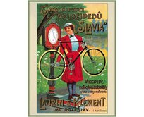 Plechová retro cedule / plakát - Továrna velocipedů Provedení:: Papírový obraz v rámu A4