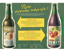 Plechová retro cedule / plakát - Pijte ovocné nápoje Provedení:: Papírový obraz v rámu A4