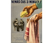 Plechová retro cedule / plakát - Nemáš čas 3 minuty? Provedení:: Papírový obraz v rámu A4