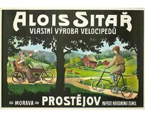 Plechová retro cedule / plakát - Velocipedy Sitař Provedení:: Papírový obraz v rámu A4