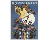 Plechová retro cedule / plakát - Rádio Tesla II Provedení:: Papírový obraz v rámu A4