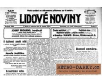 Noviny ze dne narození - Lidové noviny + úvodní strana s blahopřáním v rámu Vazba:: Plastový hřbet