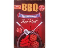 Plechová retro cedule / plakát - BBQ Provedení:: Papírový obraz v rámu A4