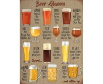 Plechová retro cedule / plakát - Beer Glasses Provedení:: Papírový obraz v rámu A4