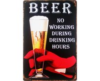 Plechová retro cedule / plakát - Beer No Working Provedení:: Papírový obraz v rámu A4