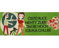 Plechová retro cedule / plakát - Čisté ruce nehty zuby Provedení:: Papírový obraz v rámu A4