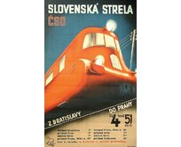 Plechová retro cedule / plakát -  Slovenská strela Provedení:: Papírový obraz v rámu A4