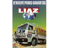 Plechová retro cedule / plakát - Rallye Paris - Dakar 1986 Liaz Provedení:: Papírový obraz v rámu A4