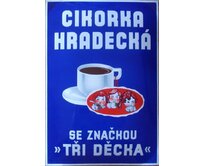 Plechová retro cedule / plakát -  Cikorka hradecká Provedení:: Plechová cedule A5 cca 20 x 15 cm