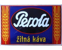 Plechová retro cedule / plakát -  Perola žitná káva Provedení:: Papírový obraz v rámu A4