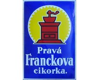 Plechová retro cedule / plakát -  Pravá Franckova cikorka Provedení:: Papírový obraz v rámu A4