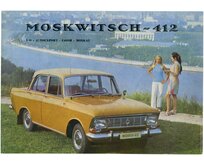 Plechová retro cedule / plakát - Moskvič 412 Provedení:: Papírový obraz v rámu A4