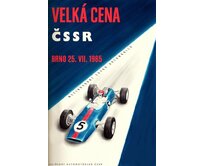 Plechová retro cedule / plakát  - Velká cena ČSSR 1965 Provedení:: Papírový obraz v rámu A4