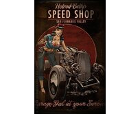 Plechová retro cedule / plakát - Speed Shop Provedení:: Plechová cedule A5 cca 20 x 15 cm