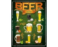 Plechová retro cedule / plakát - Beer Menu Provedení:: Papírový obraz v rámu A4