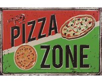 Plechová retro cedule / plakát - Pizza Zone Provedení:: Plechová cedule A5 cca 20 x 15 cm