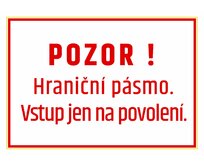 Plechová retro cedule / plakát  - Pozor hraniční pásmo Provedení:: Plechová cedule A5 cca 20 x 15 cm